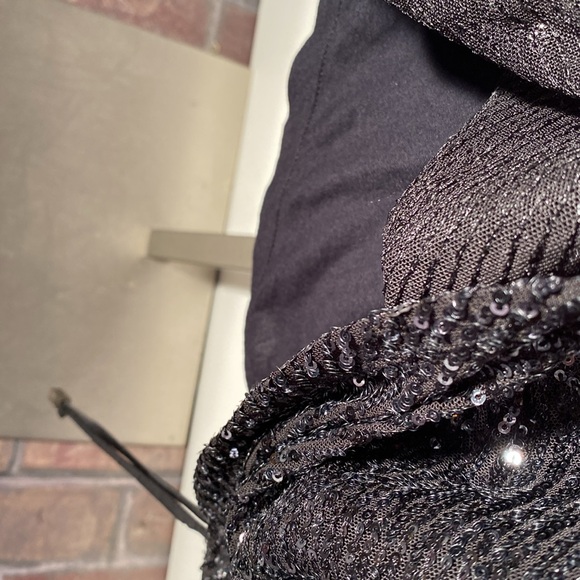 FREE PEOPLE - NWT - dress: black sequin l/s midi w adj. asymmetric skirt - L - Picture 13 of 16